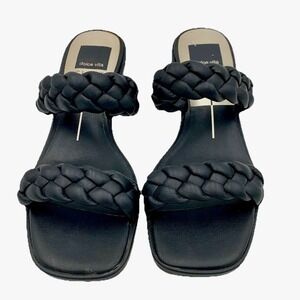 Dolce Vita Sandals Black Braided Block Heel‎ Slide Ronin Women Sz 7 Capsule